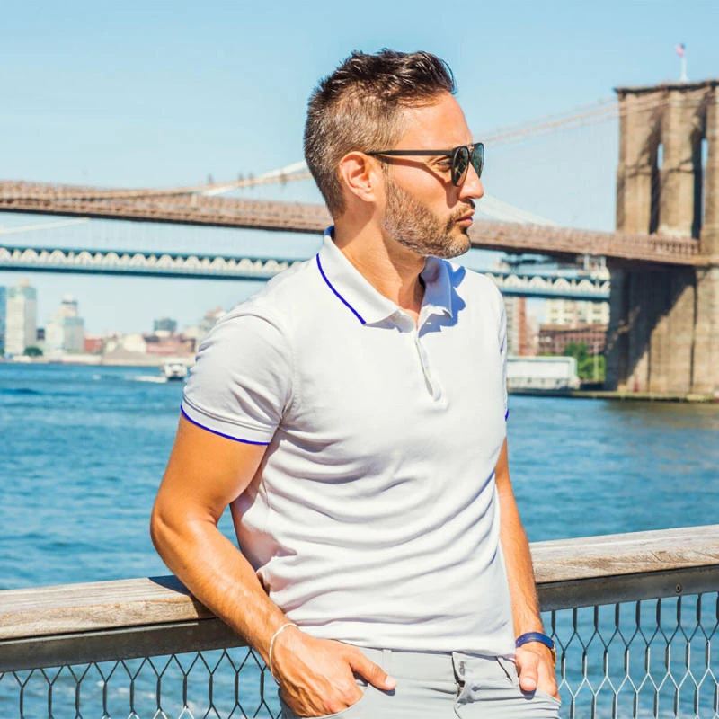 White With Royal Blue Plain Tipping Collar Polo T-shirt - 100% Cotton Unisex - 230 GSM product image