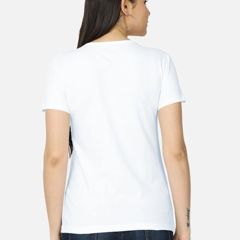White Women Round Neck T-shirt product image