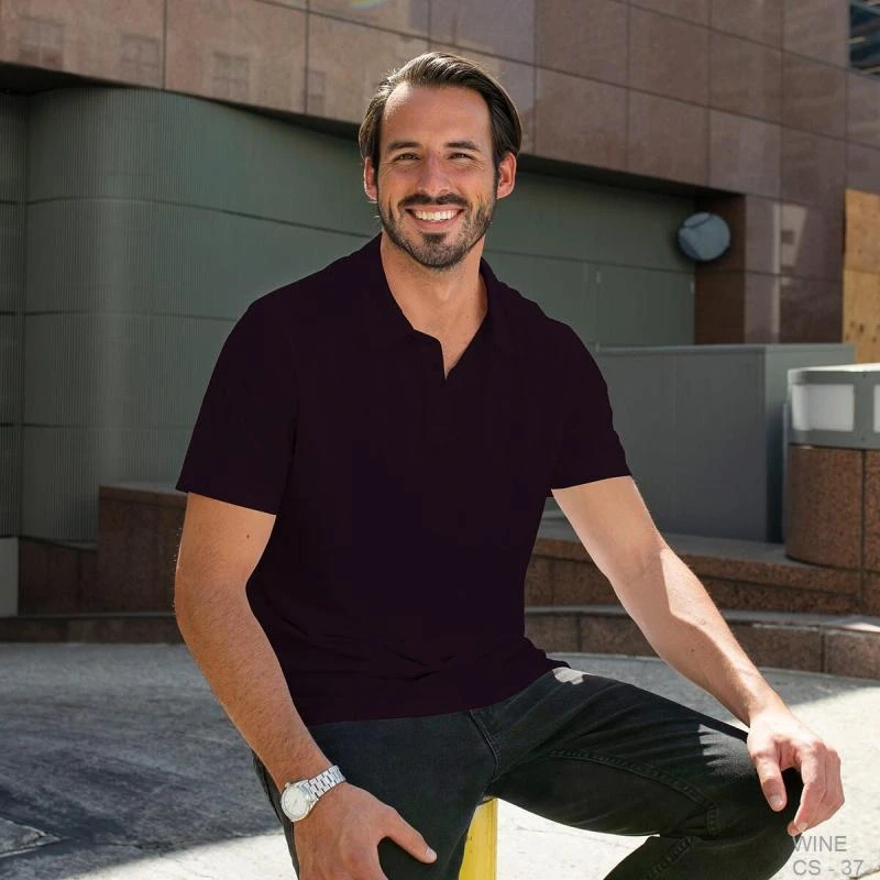 Wine  Plain Collar Polo T-shirt - 100% Cotton Unisex - 230 GSM