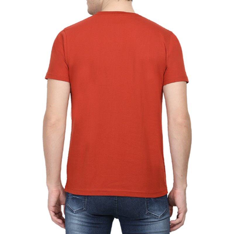 Brick Red Unisex Plain Cotton Round Neck T-shirt Brick Red Unisex Plain Cotton Round Neck T-shirt