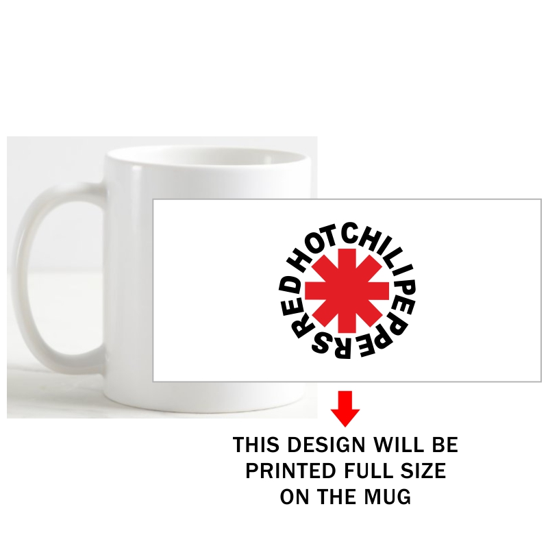 Red Hot Chilli Peppers Symbol Slogan Coffee Mug image Red Hot Chilli Peppers Symbol Slogan Coffee Mug image