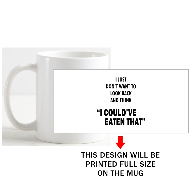 I Just Don't Want To Look Back And Think "i Could've Eaten That" Coffee Mug image I Just Don't Want To Look Back And Think "i Could've Eaten That" Coffee Mug image