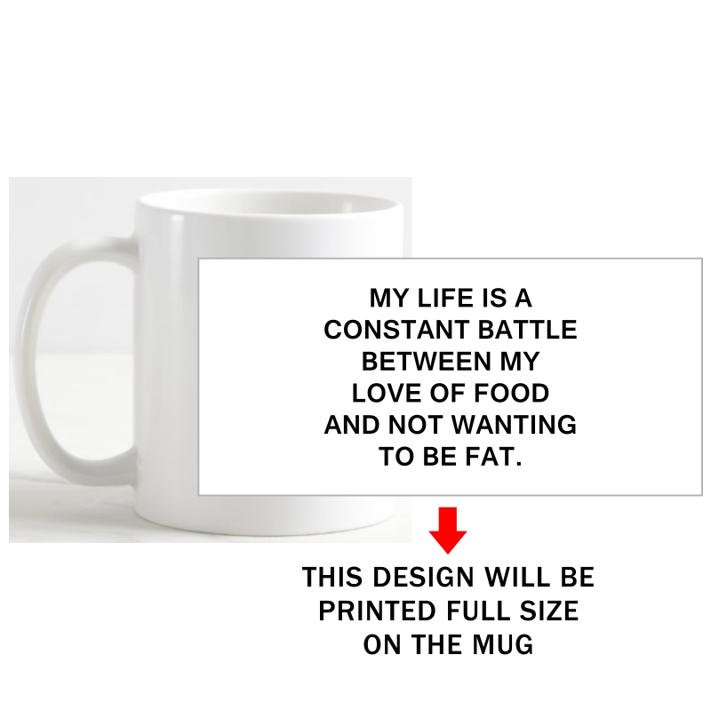 My Life Is A Constant Battle Between My Love Of Food And Not Wanting To Be Fat Coffee Mug image My Life Is A Constant Battle Between My Love Of Food And Not Wanting To Be Fat Coffee Mug image