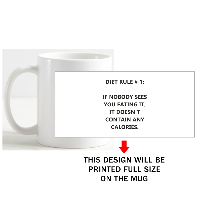 Diet Rule # 1: If Nobody Sees You Eating It, It Doesn't Contain Any Calories Coffee Mug image Diet Rule # 1: If Nobody Sees You Eating It, It Doesn't Contain Any Calories Coffee Mug image