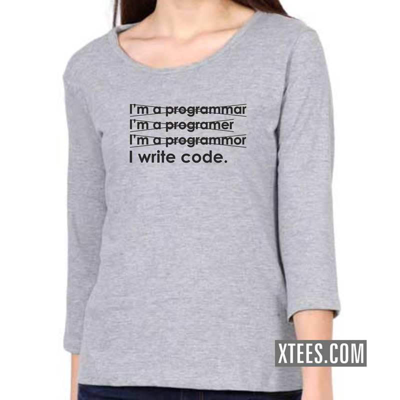 I Am A Programmar I Write Code Geeks Slogan Women 3 4th Sleeve T-Shirt image I Am A Programmar I Write Code Geeks Slogan Women 3 4th Sleeve T-Shirt image