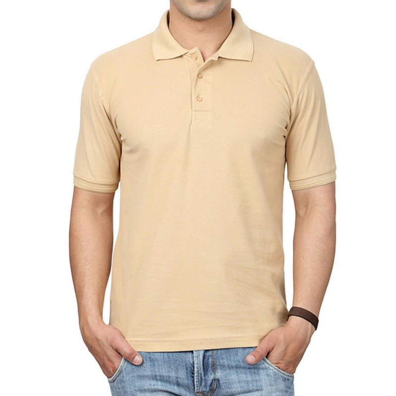Beige Plain Collar Polo T-shirt image