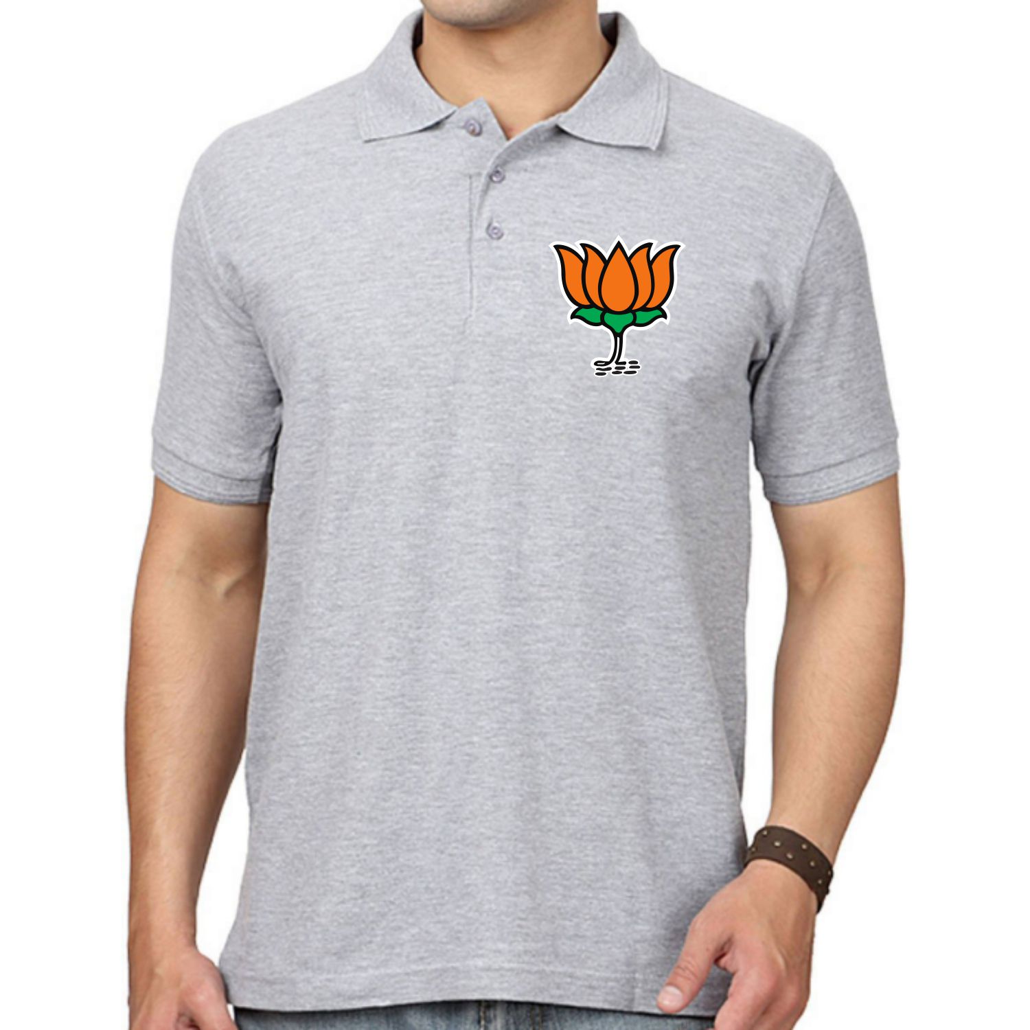 Bharatiya Janata Party Bjp Multicolor Logo Printed Collar Polo T-shirt image