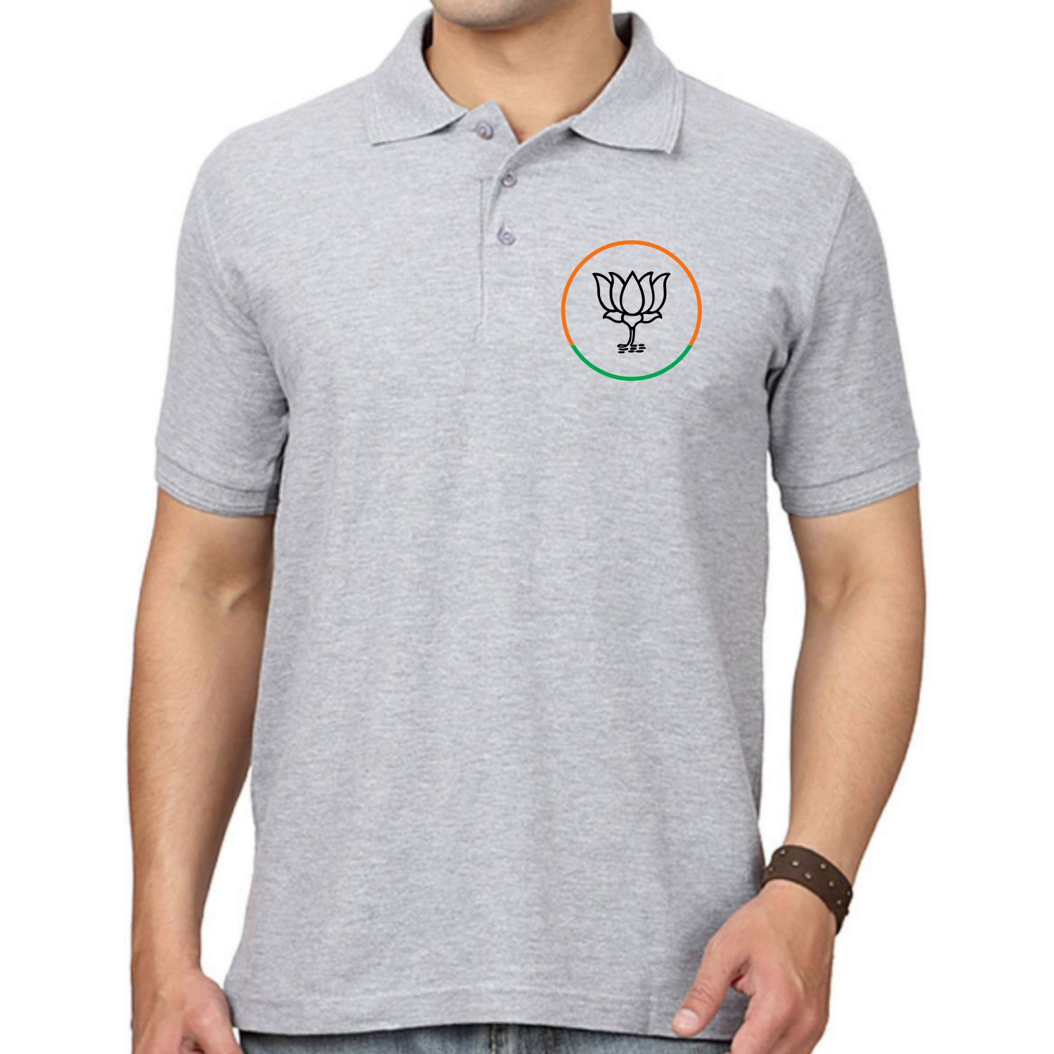 Bharatiya Janata Party Bjp Tricolor Logo Printed Collar Polo T-shirt image