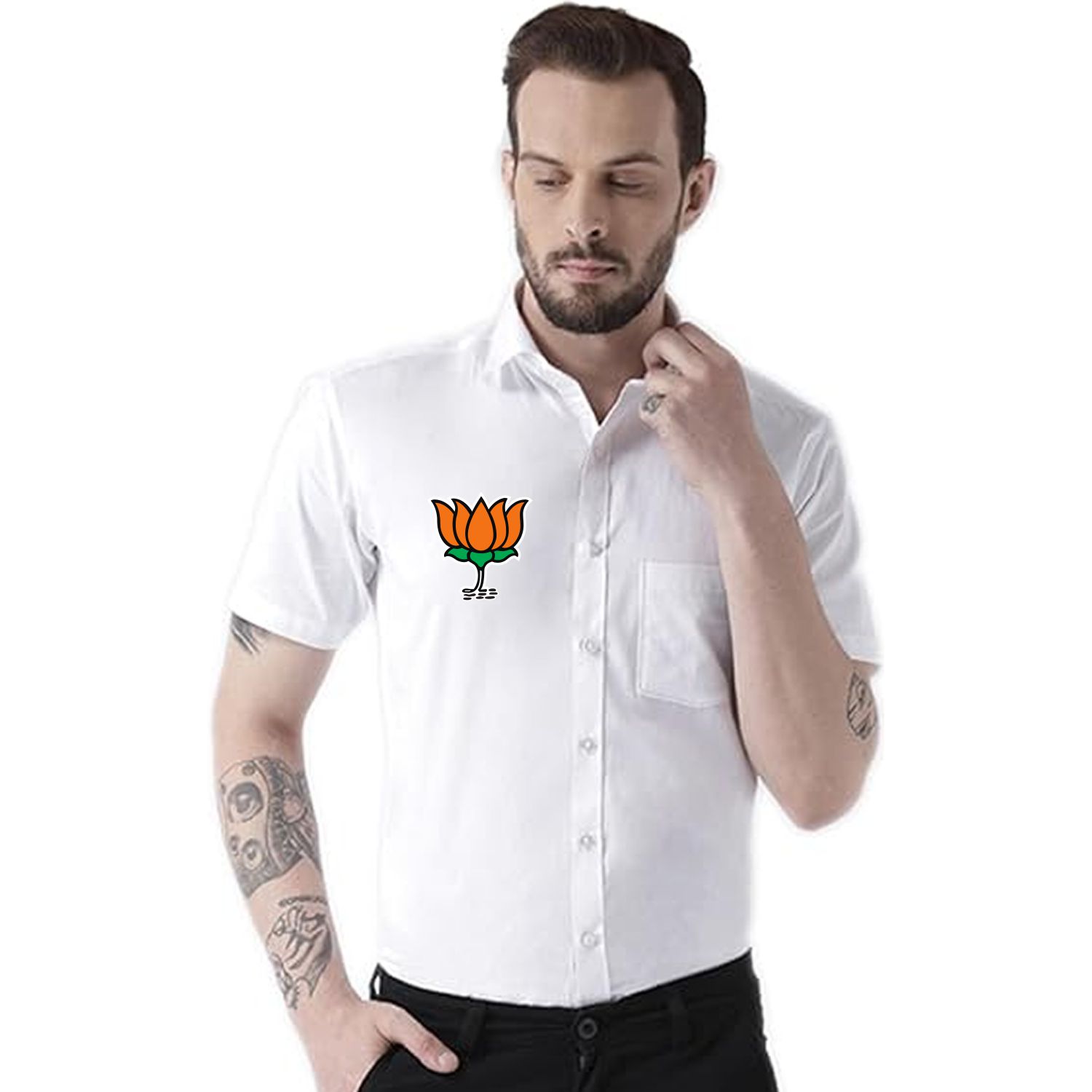 Bharatiya Janata Party Bjp Multicolor Logo Printed Collar Polo T shirt Xtees