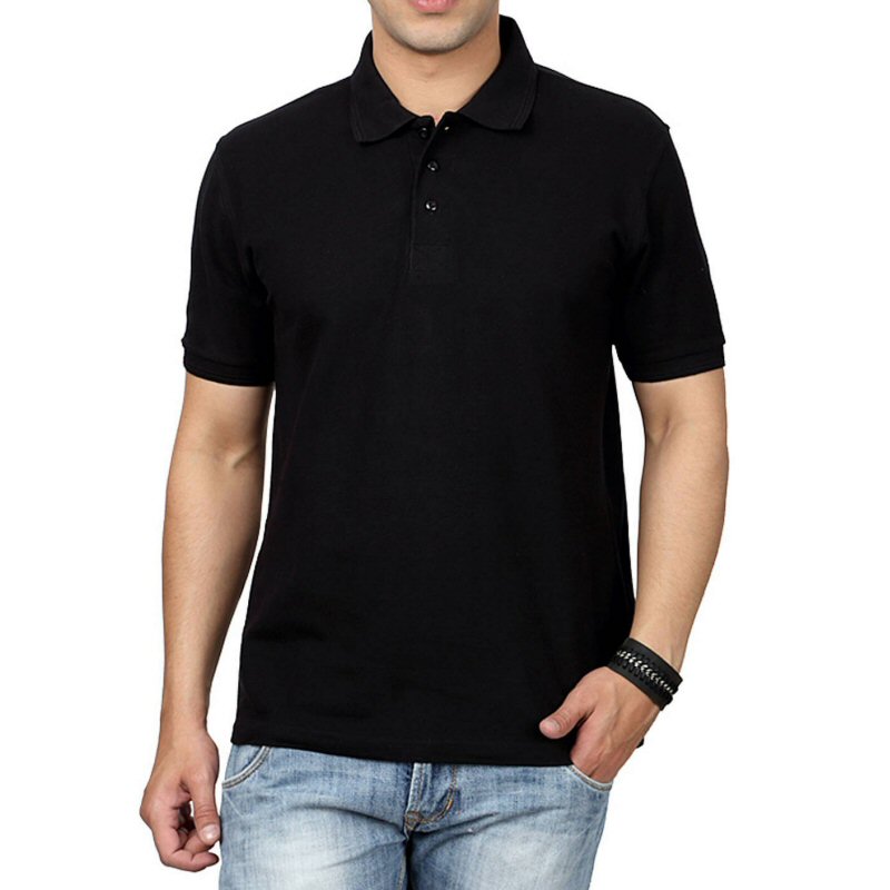 Black Plain Collar Polo T-shirt image