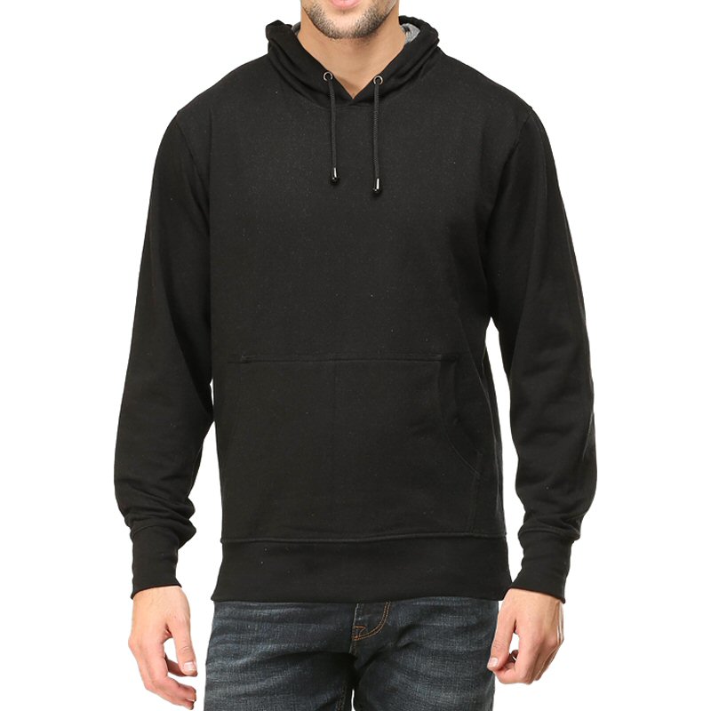 Black Plain Men Hoodie Sweat Shirt image