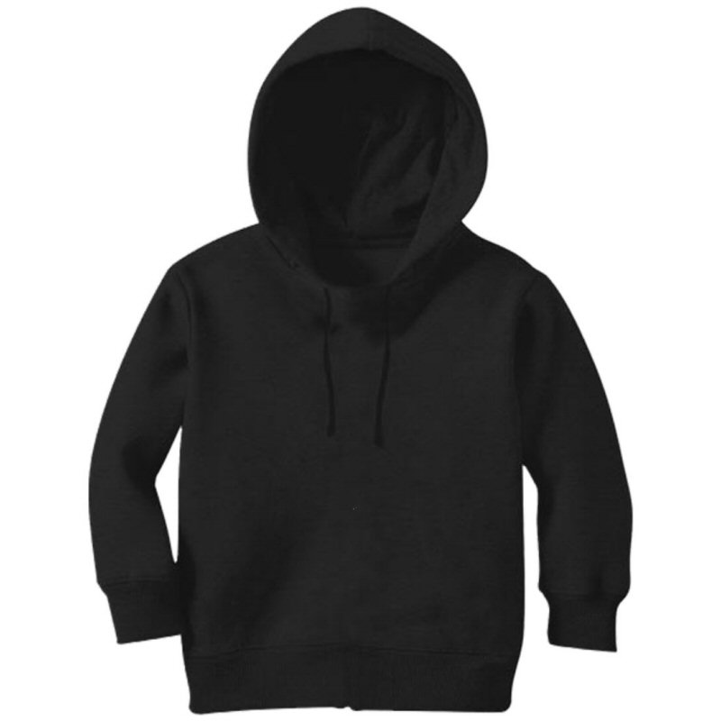 Black Plain Kids Boys Hooded Sweat Shirt image