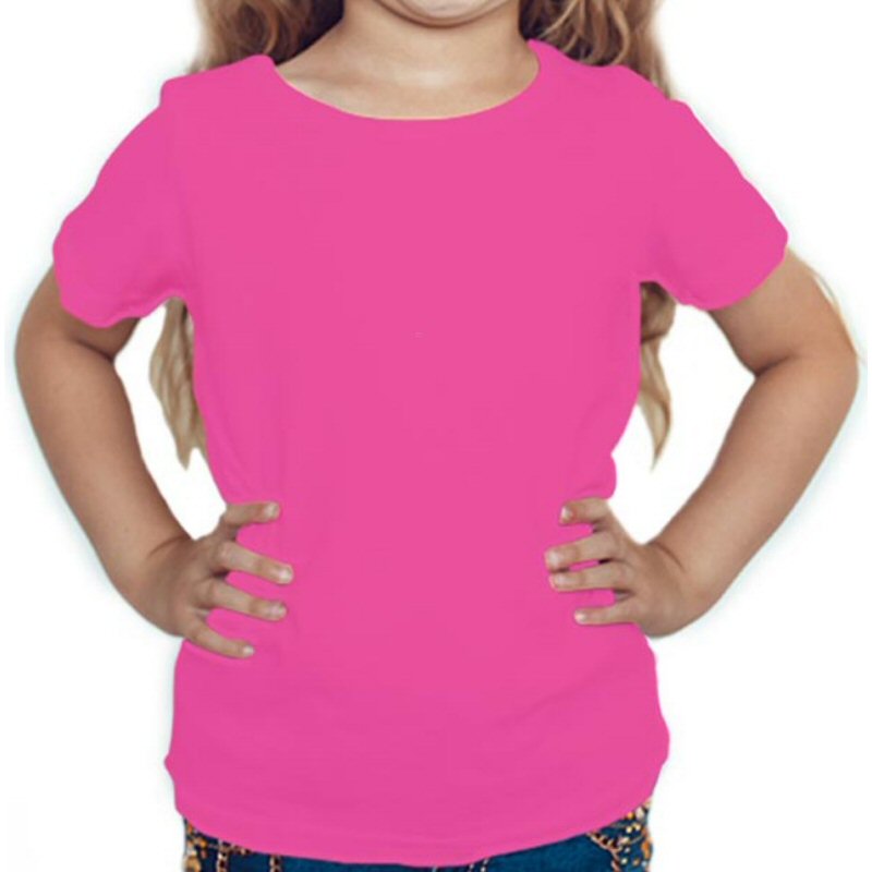 Black Plain Kids Girls Round Neck T-shirt image