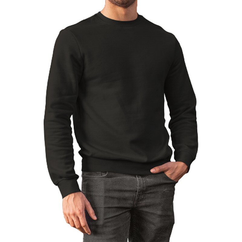 Black Plain Round Neck Sweat Shirt | Xtees