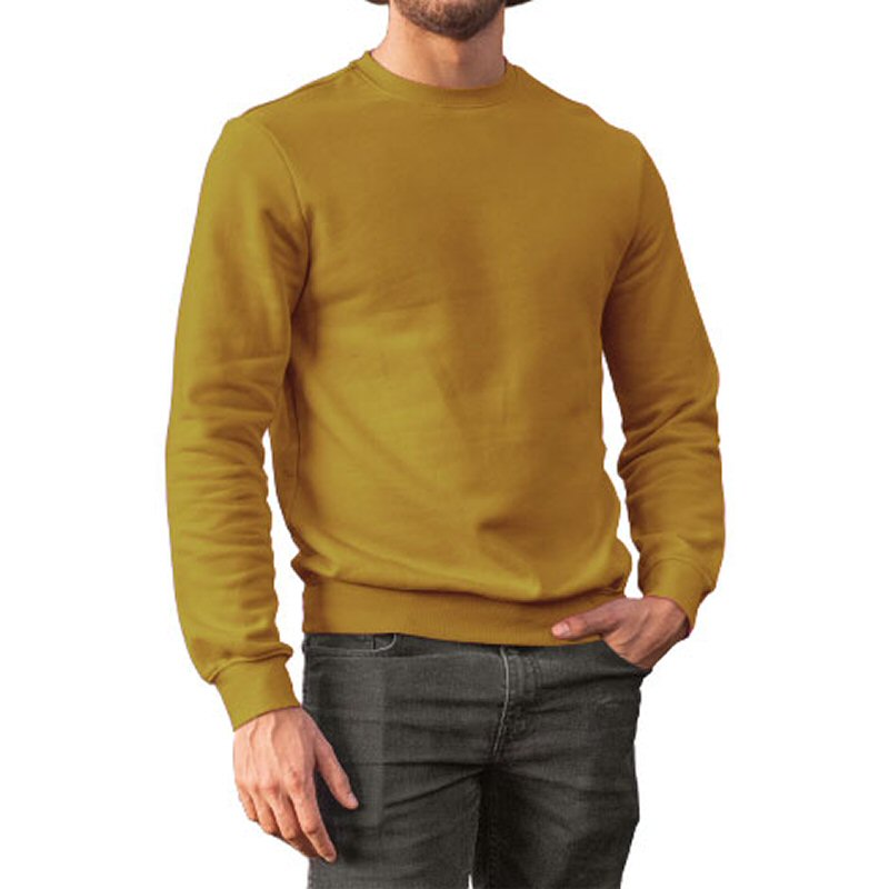 Mustard Yellow Plain Round Neck Sweat Shirt image