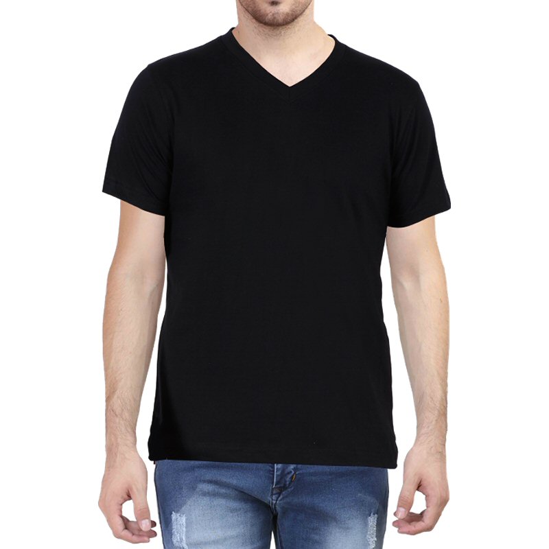 Plain V-Neck T-shirt, Black