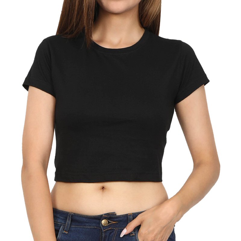 Black Plain Women Crop Tops image