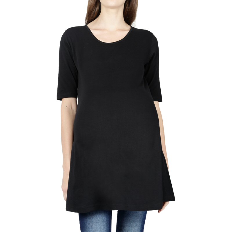 Black Plain Women Maternity T-shirt image