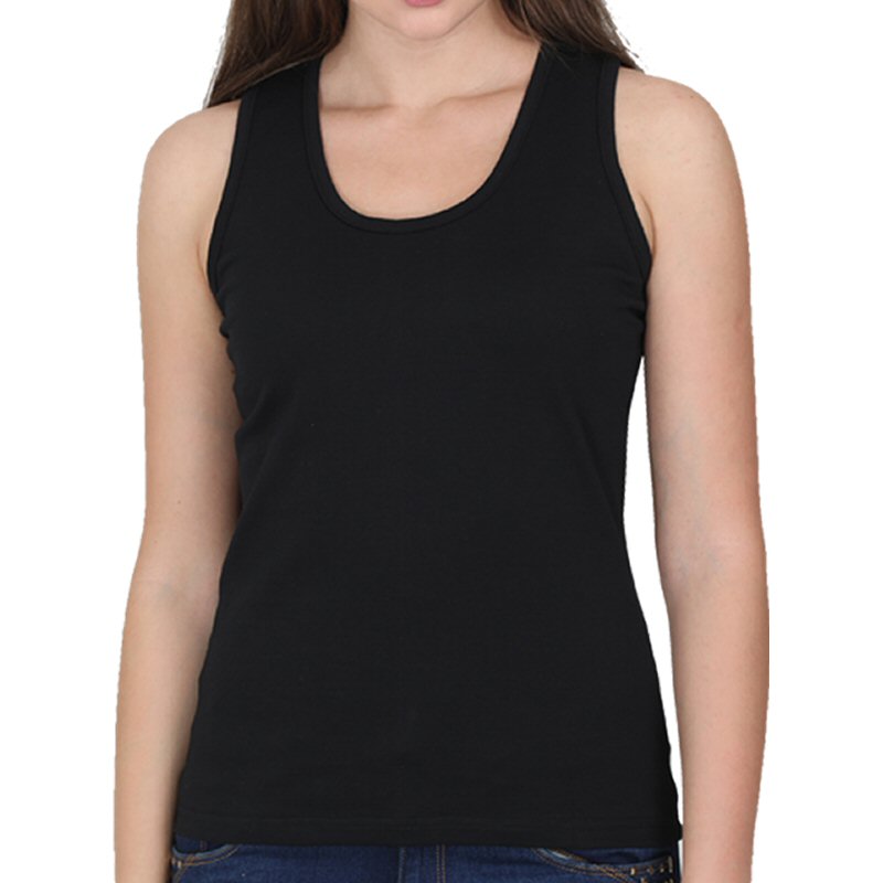 Black Plain Women Tank Tops image