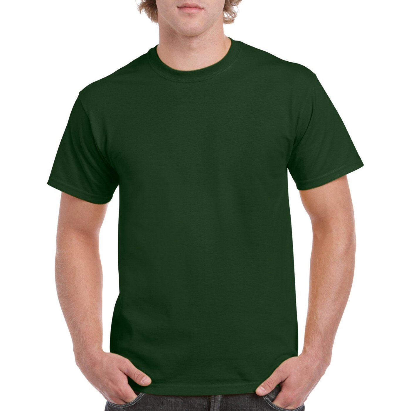 Bottle Green Plain Round Neck T-shirt image Bottle Green Plain Round Neck T-shirt image