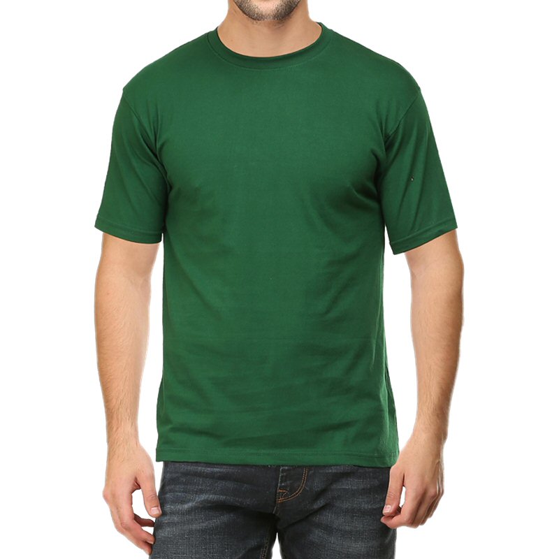 Bottle Green Plain Round Neck T-shirt image