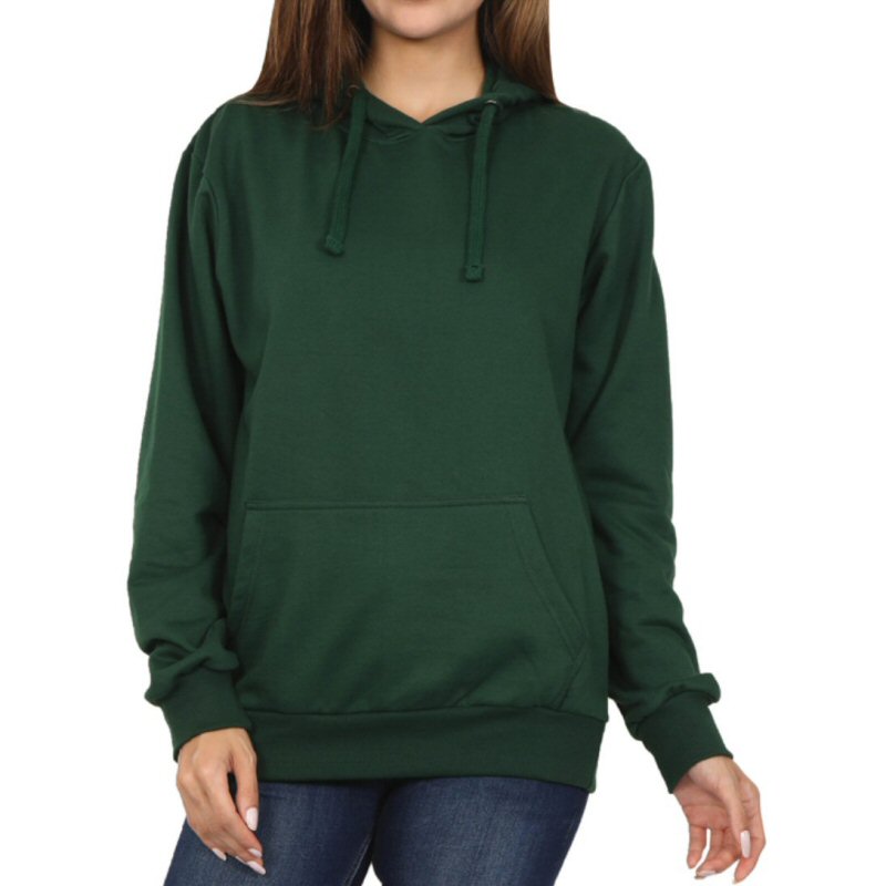 Bottle Green Plain Women Hoodie Sweat Shirt image