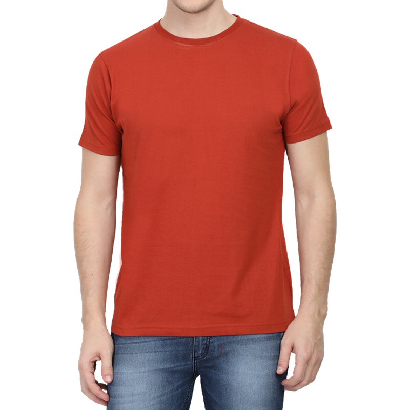 100 Cotton Brick Red Plain Round Neck T shirt Xtees