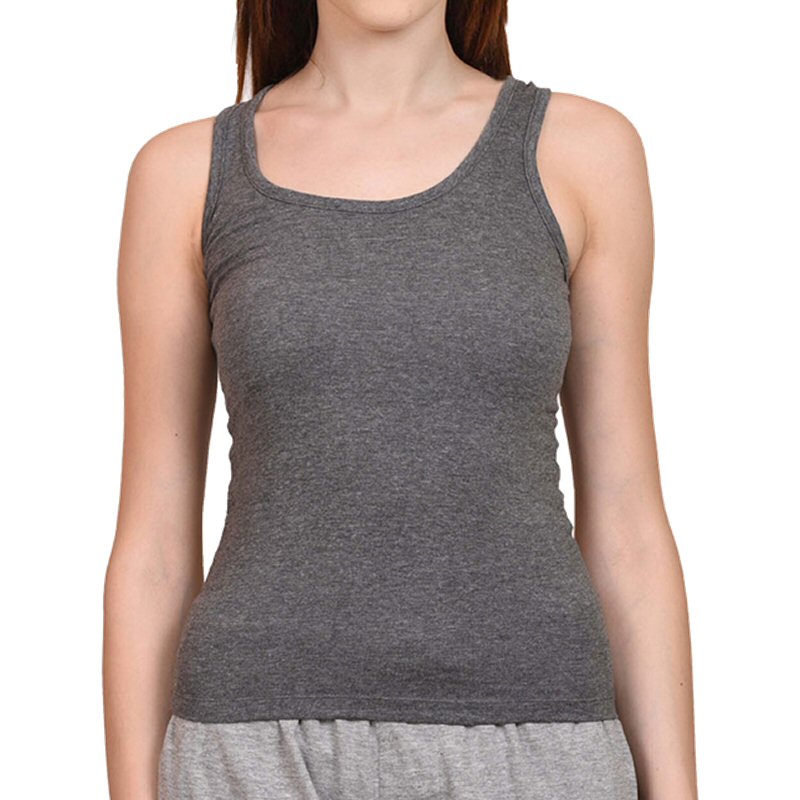 Charcoal Melange Plain Women Tank Tops image