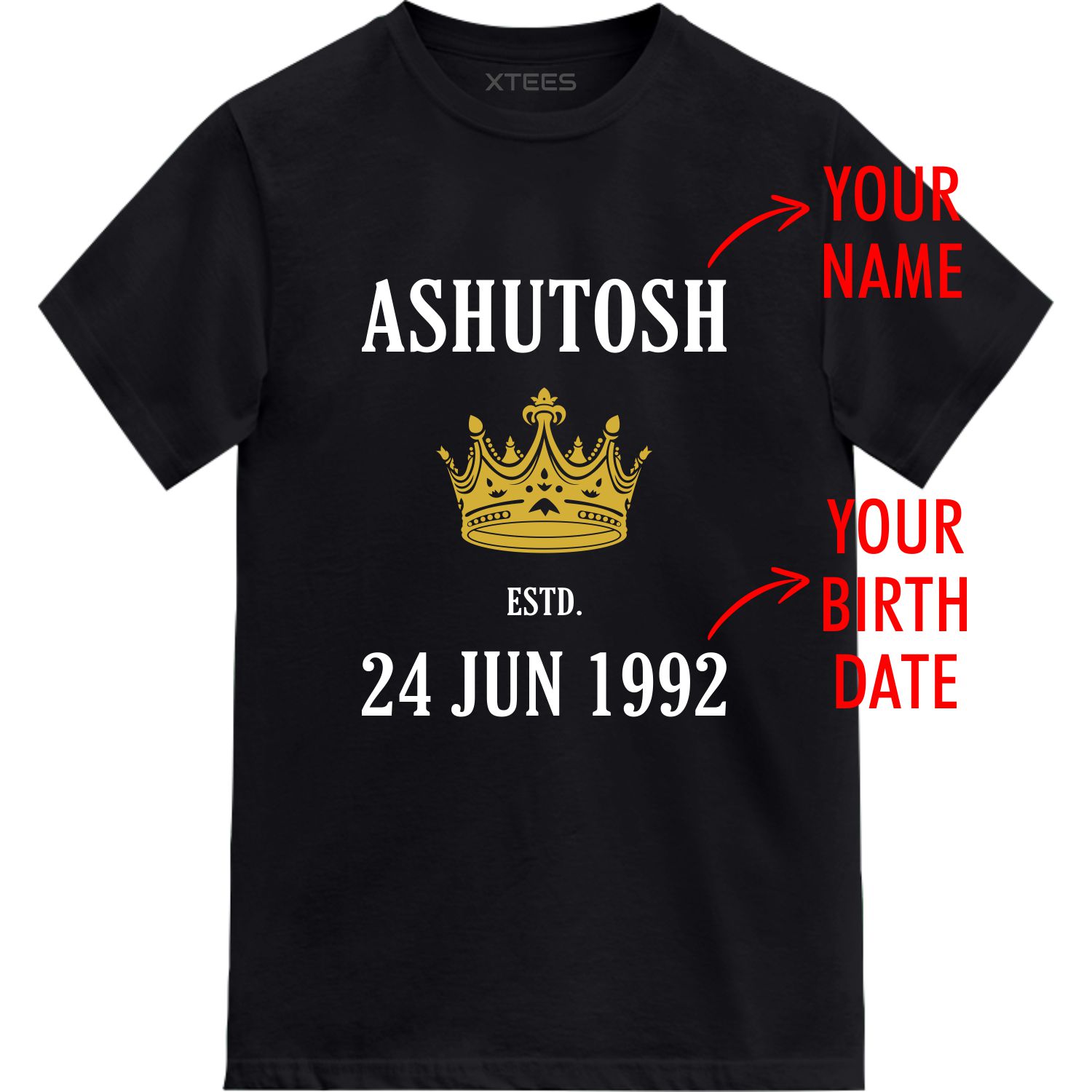 Custom Name Birthday Date Year Printed T-shirt image