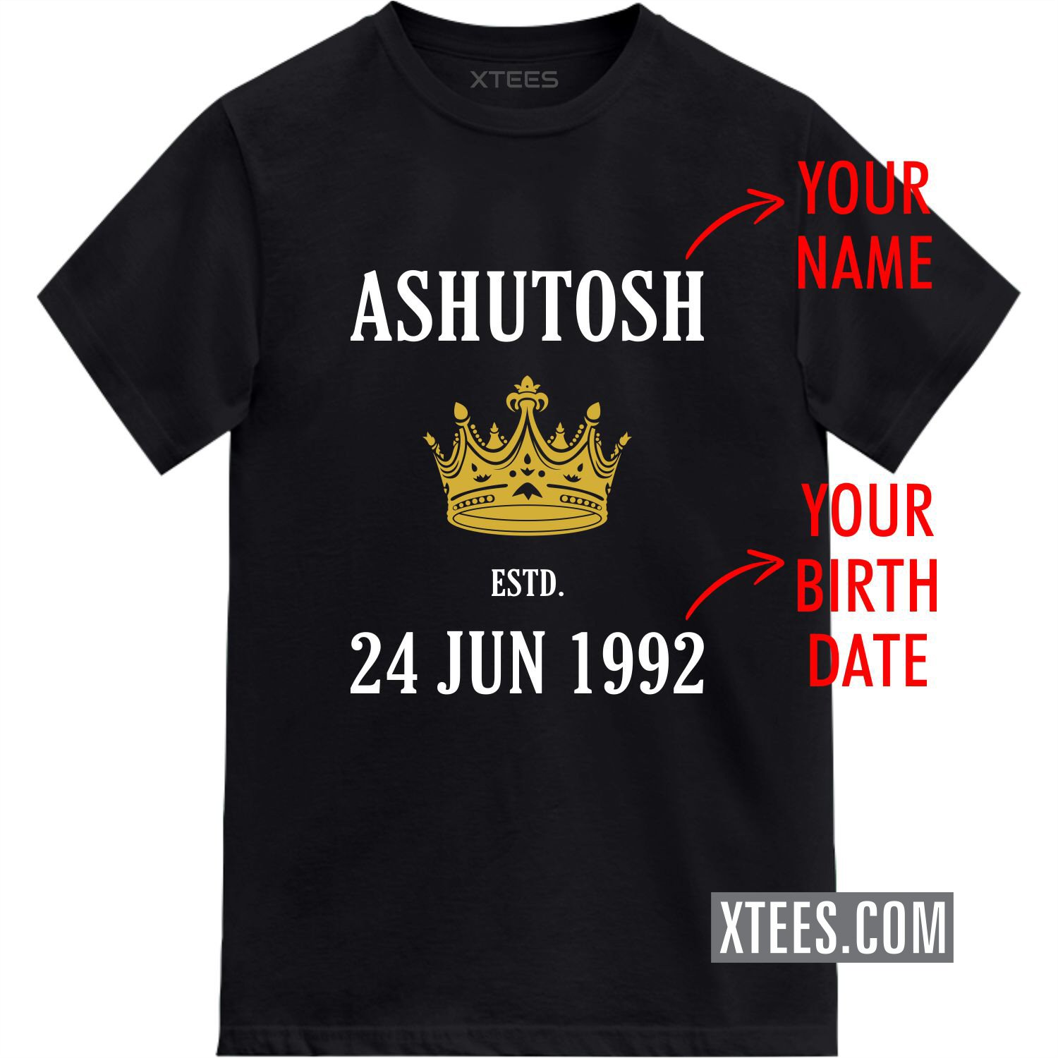 Custom Name Birthday Date Year Printed T-shirt image