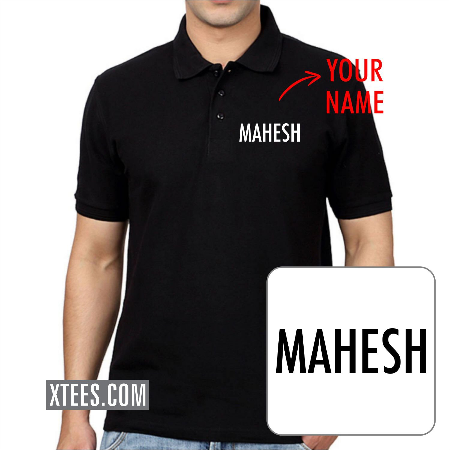 Custom Name Printed Collar Polo T-shirt image