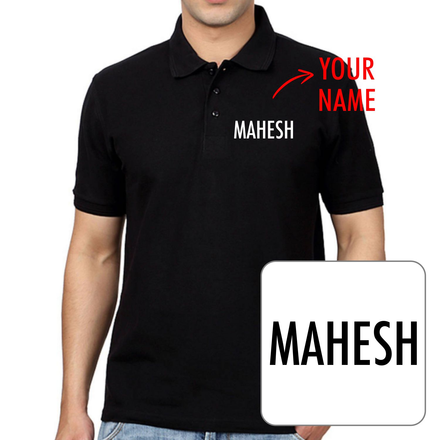 Custom Name Printed Collar Polo T-shirt image