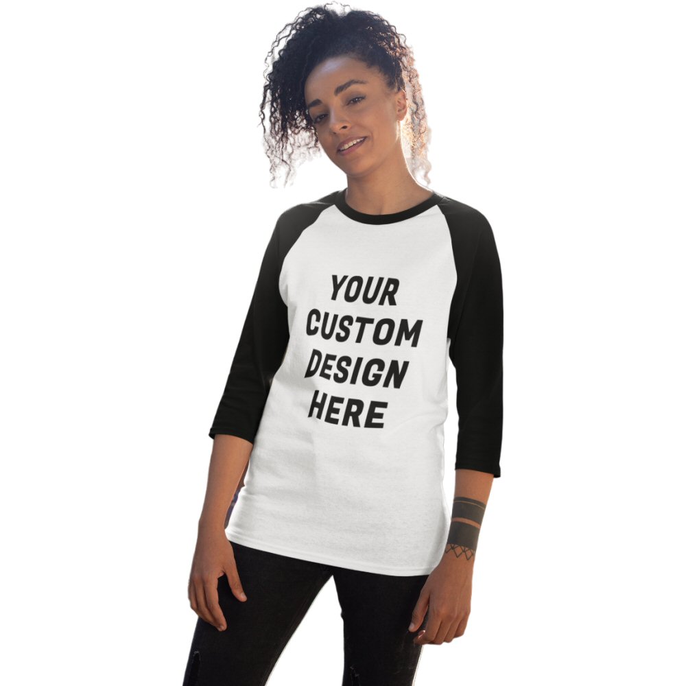 Custom Printed Women Raglan Three Fourth Sleeve T-shirt image