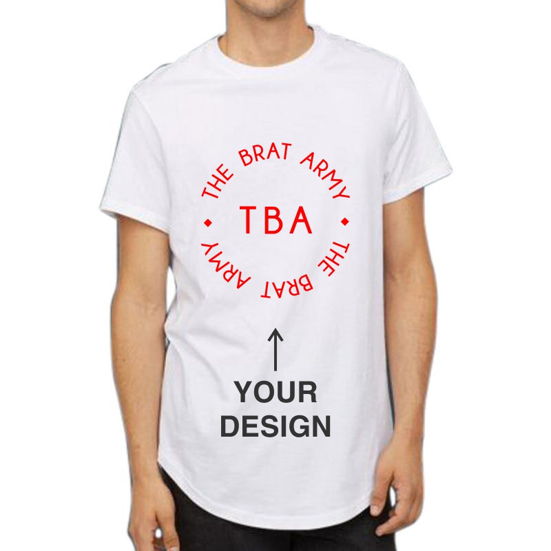 Custom Printed Mens Long Line Curved Round Neck T-shirt image Custom Printed Mens Long Line Curved Round Neck T-shirt image