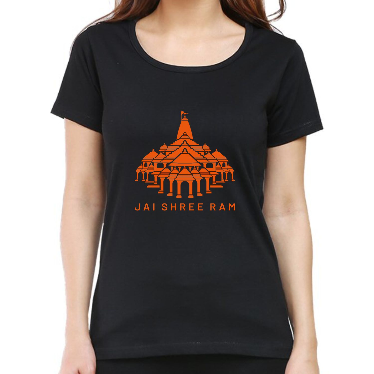 Ram Mandir Logo Printed Women Round Neck T-shirt image