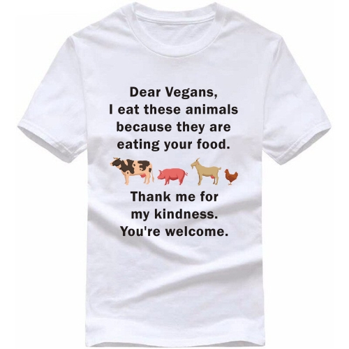 Dear Vegans I Eat These Animals Because They Are Eating Your Food Funny T-shirt India image