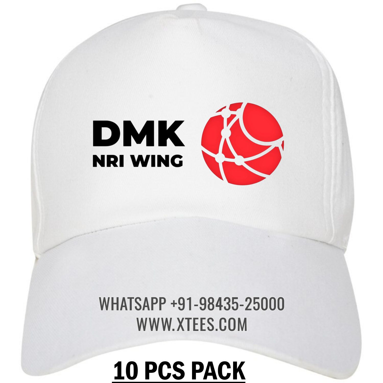 Dravida Munnetra Kazhagam Dmk Nri Wing Logo Printed Cap - 10 Pcs Pack image