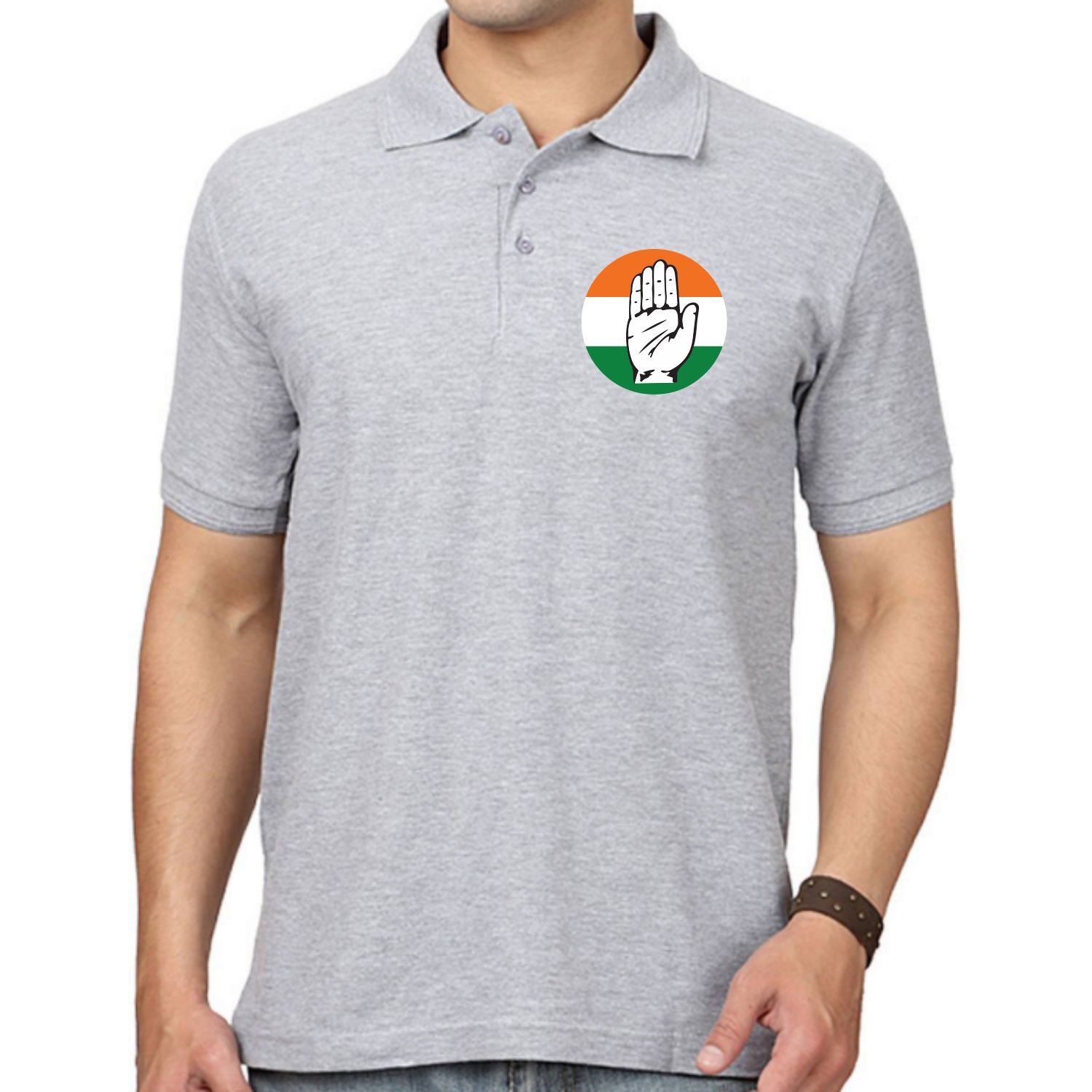 Indian National Congress Logo Printed Collar Polo T-shirt image