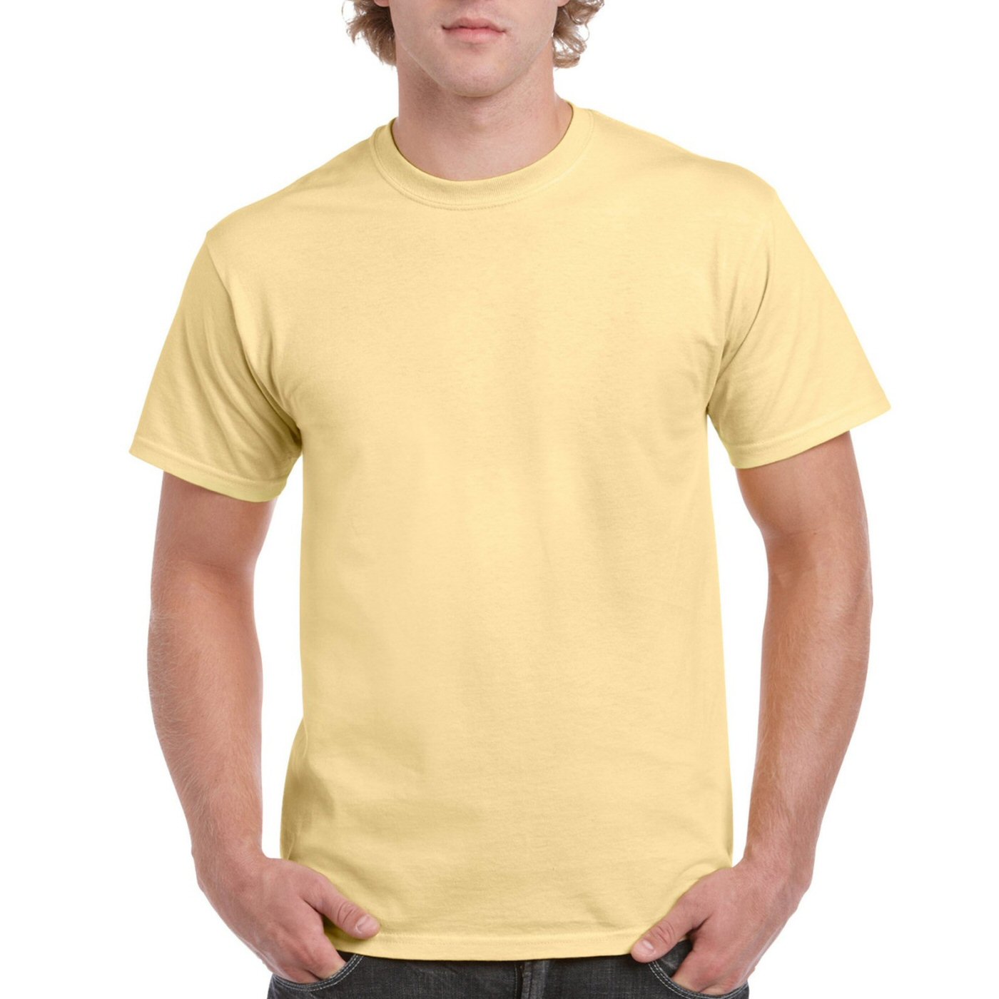 Beige Plain Round Neck T-shirt image Beige Plain Round Neck T-shirt image