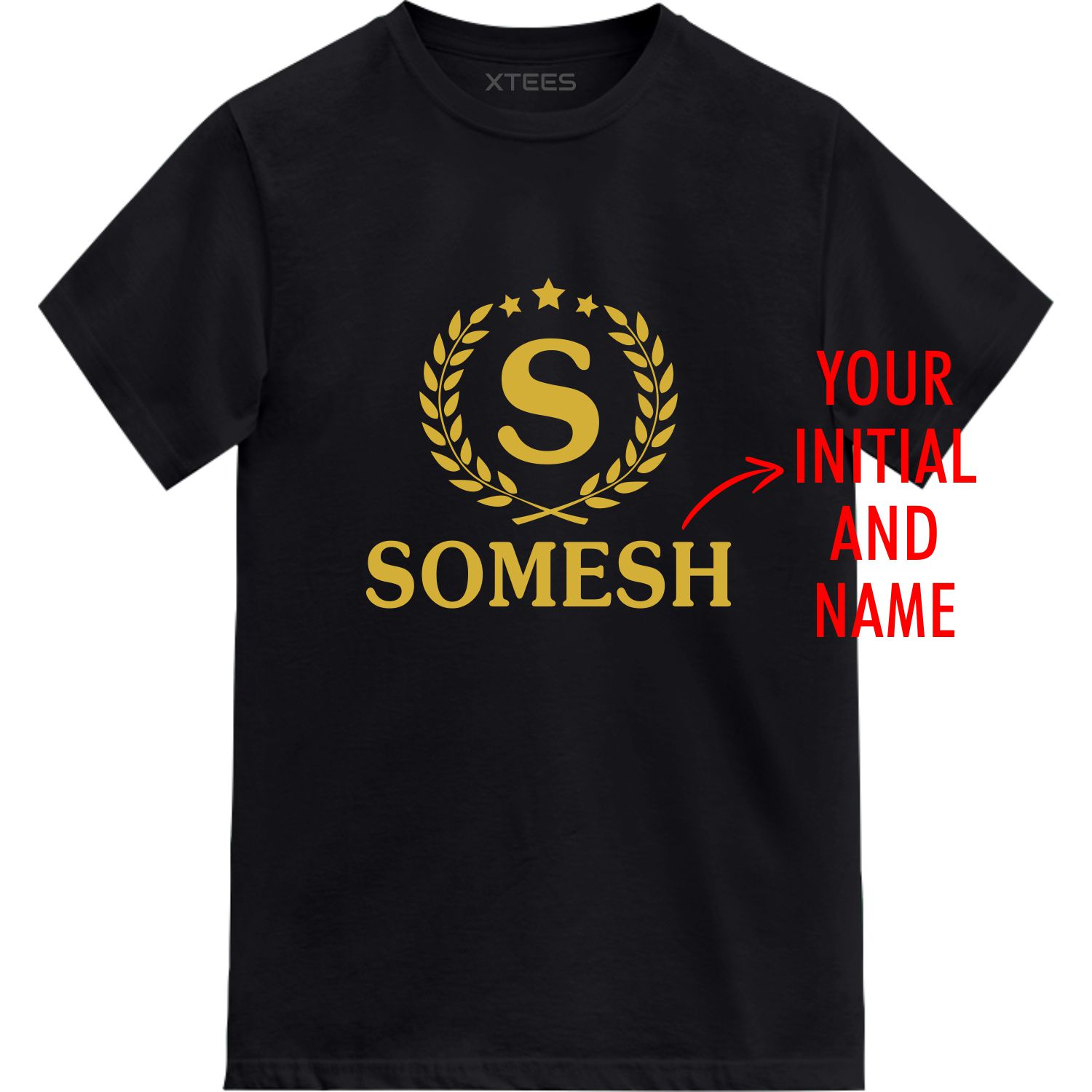 Golden Awards Symbol Custom Initial And Name Printed T-shirt image