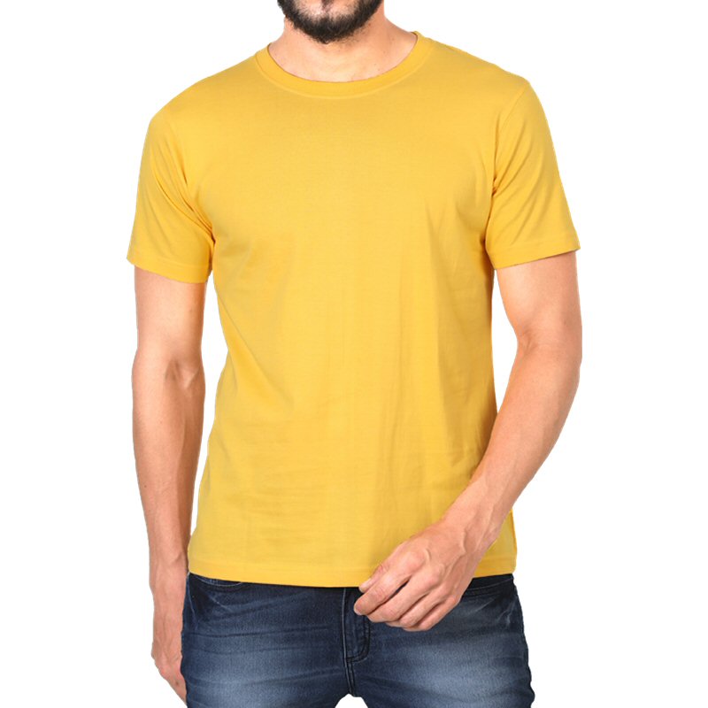 Golden Yellow Plain Round Neck T-shirt image