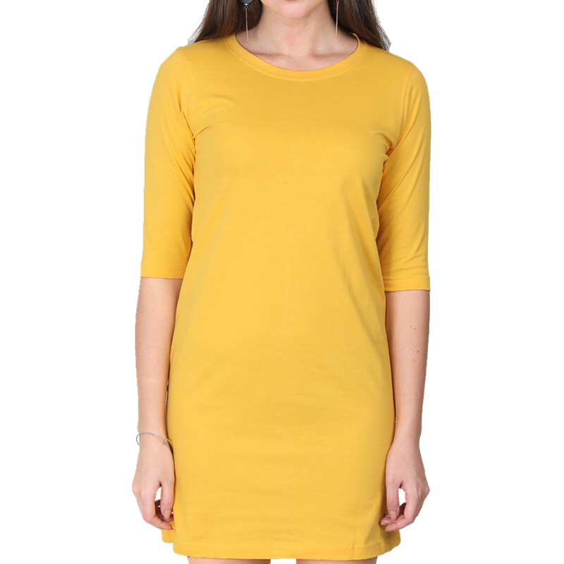 Golden Yellow Plain Women 3-4th Sleeve Long Tops image