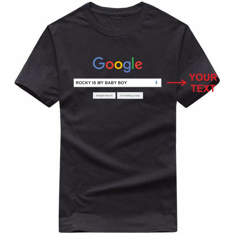 Google Search Box Custom Text Printed Round Neck T-shirt image