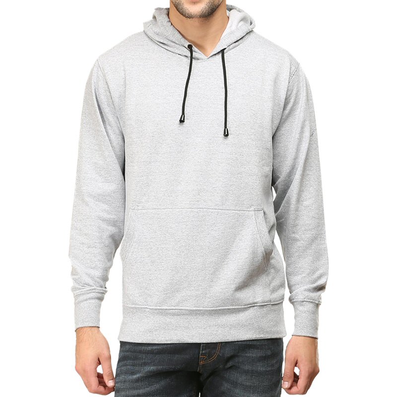 Grey Melange Plain Men Hoodie Sweat Shirt image