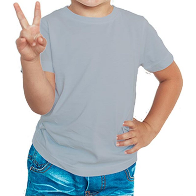 Grey Melange Plain Kids Boys Round Neck T-shirt image