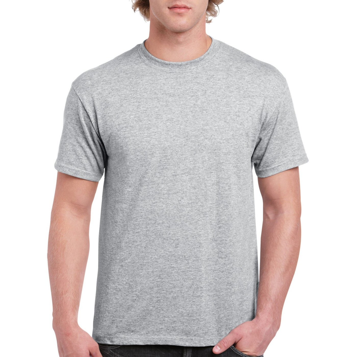 Download Grey Melange Plain Round Neck T-shirt | Xtees