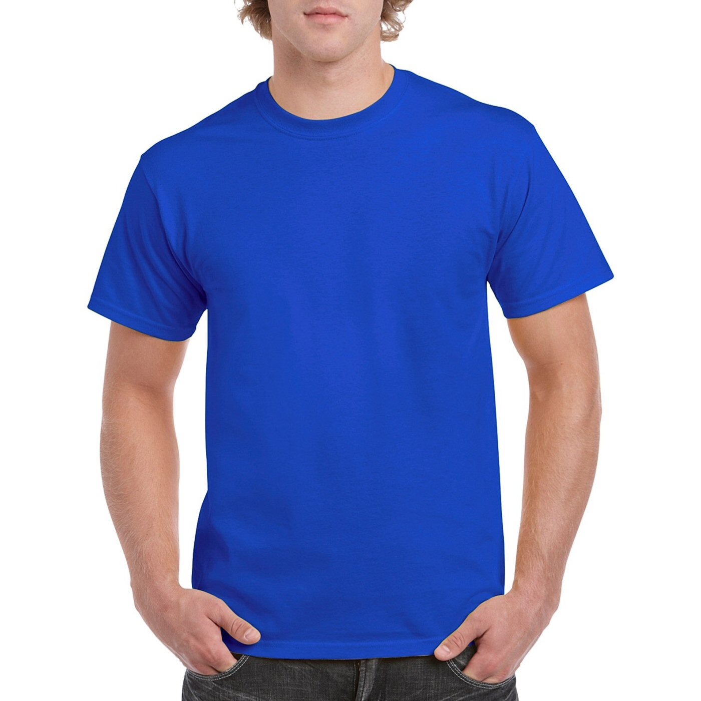 white shirt with blue design