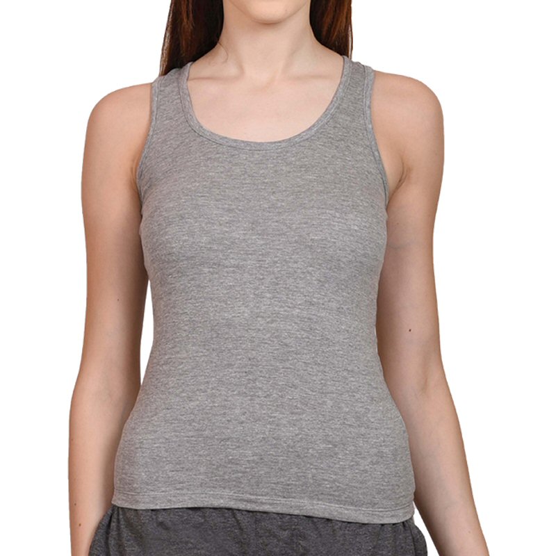 Grey Melange Plain Women Tank Tops image