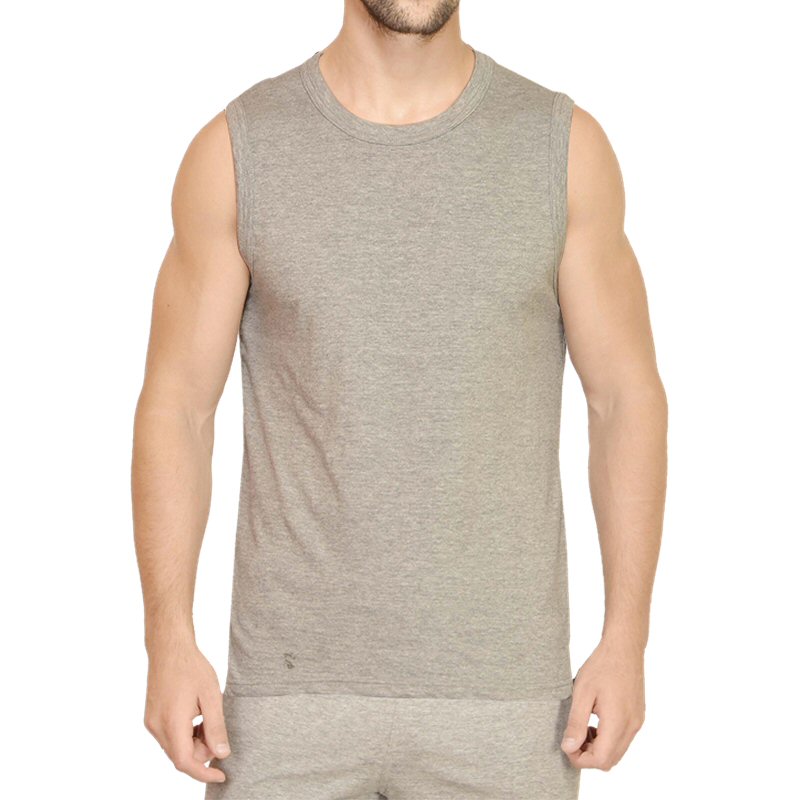 Grey Melange Sleeveless T-shirt image