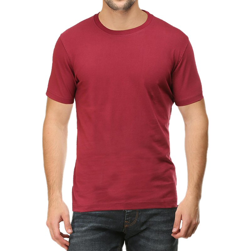 Maroon Unisex Plain Cotton Round Neck T-shirt image